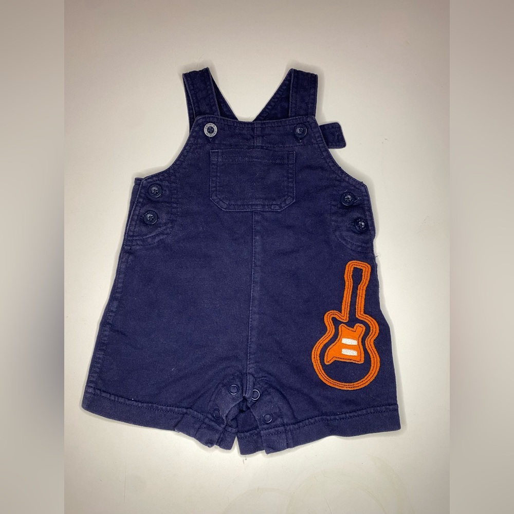 3 for $10 Carter's Navy Overalls with Orange Guitar Patch 100% Cotton